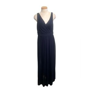Adrianna Papell Sleeveless V-Neck Navy Criss Cross Back  Formal Dress Size 12